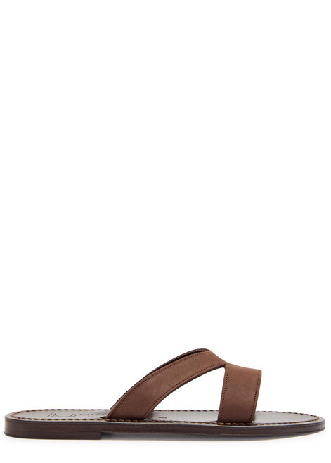 KJacques-Kalomira cut-out nubuck sliders