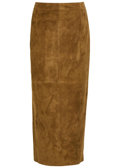 NOUR HAMMOUR-Selly suede midi skirt