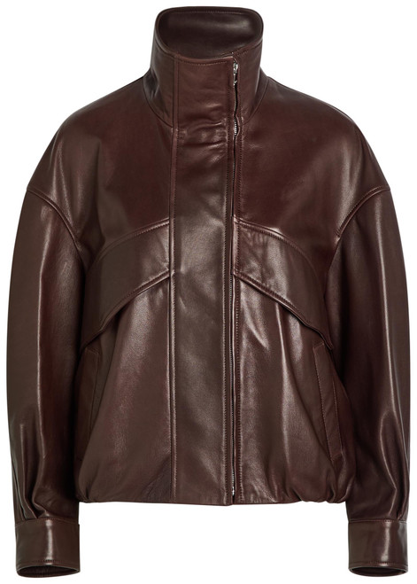 NOUR HAMMOUR-Roland funnel-neck panelled leather jacket