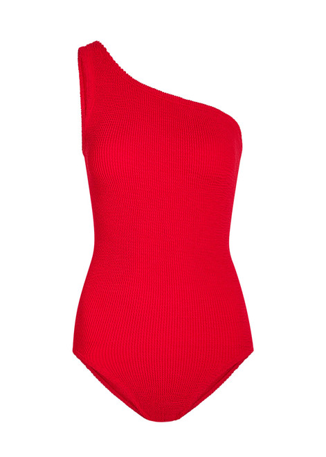 HUNZA G-Coverage Nancy one-shoulder crinkle swimsuit