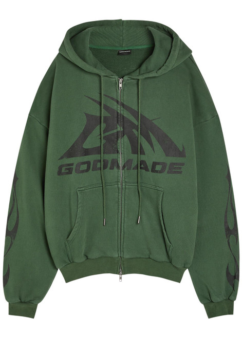 GODMADE-Logo-print hooded cotton sweatshirt
