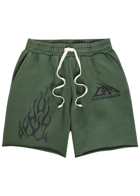 GODMADE-Logo-print cotton sweatshorts 