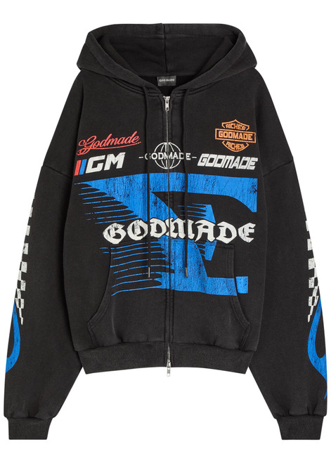 GODMADE-7 Speed printed hooded cotton sweatshirt