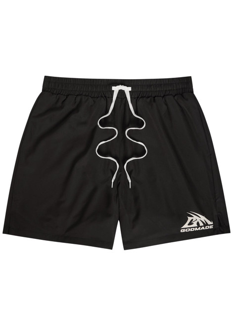 GODMADE-Logo-print cotton swim shorts 