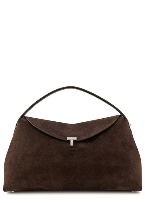 TOTEME-T-Lock suede top handle bag