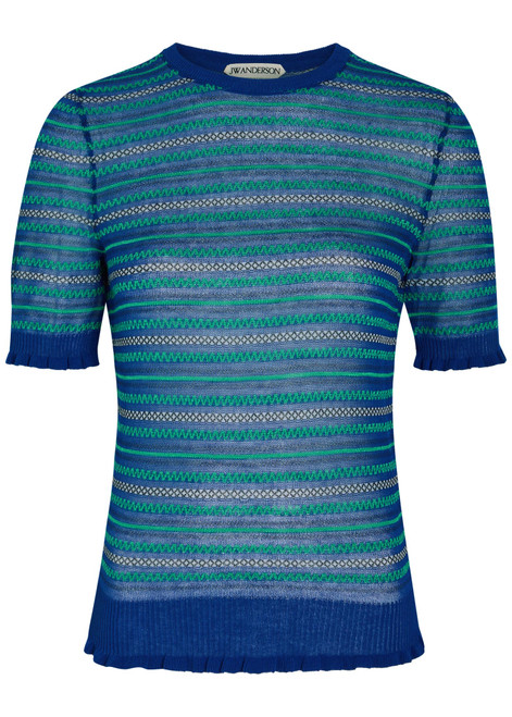 JW ANDERSON-Fair Isle sheer cotton-blend top