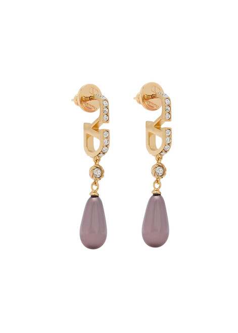 VALENTINO GARAVANI-VLogo crystal-embellished drop earrings