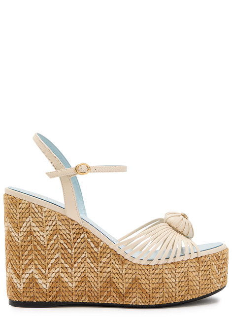 VALENTINO GARAVANI-Coeur Royal 110 leather espadrille wedge sandals 