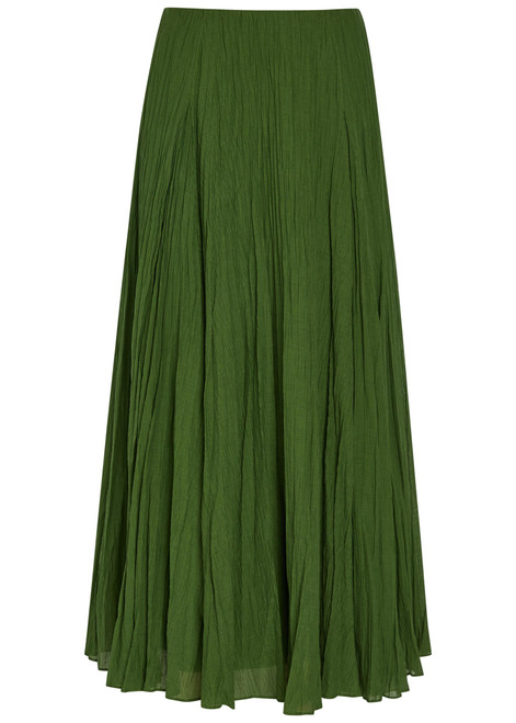 VINCE-Crinkled plissé cotton-blend maxi skirt