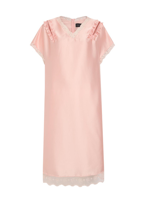 SIMONE ROCHA-Lace-trim satin midi dress