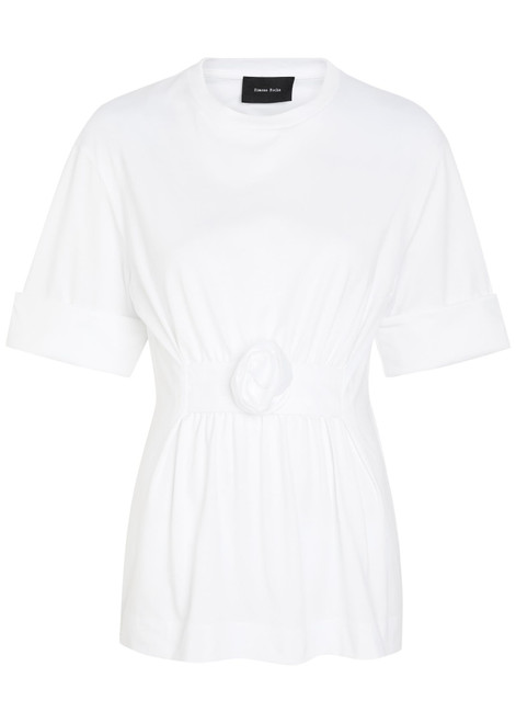 SIMONE ROCHA-Gathered floral-appliquéd cotton T-shirt