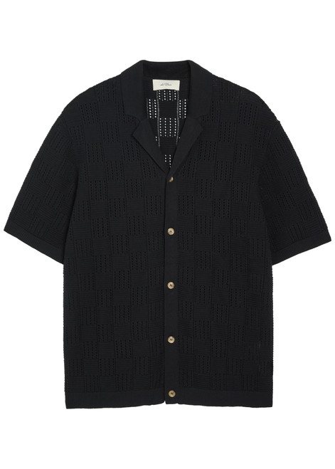 LES DEUX-Checked-weave cotton-knit shirt