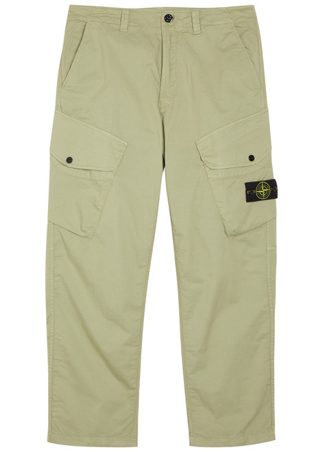 STONE ISLAND-Logo-appliquéd stretch-cotton cargo trousers