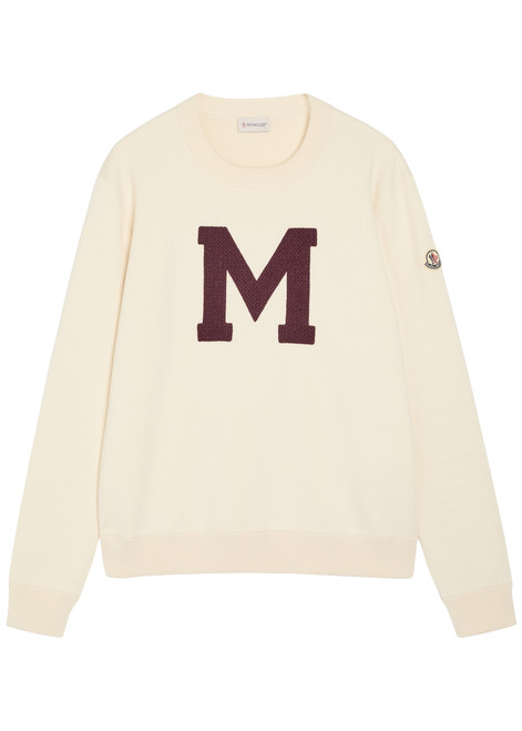 MONCLER-Logo-embroidered cotton-blend jumper