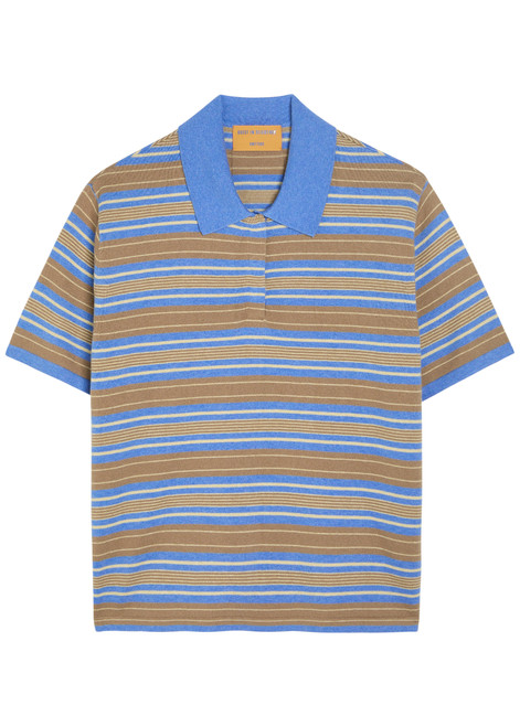 Guest In Residence-Striped cotton and cashmere-blend polo shirt