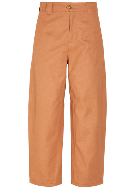 CHLOE-Barrel-leg canvas trousers 