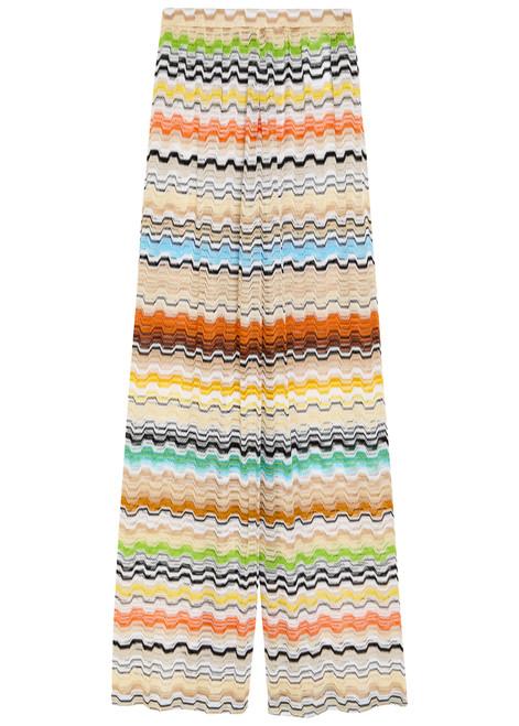 MISSONI-Patterned wide-leg fine-knit beach trousers 