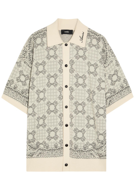 AMIRI-Checked logo-monogram cotton-blend shirt