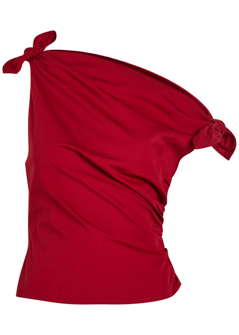 STAUD-Bellaria ruched stretch-cotton top