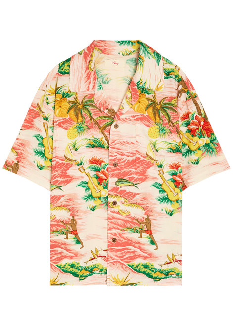 CHERRY LOS ANGELES-Hawaiian Vacation printed rayon poplin shirt