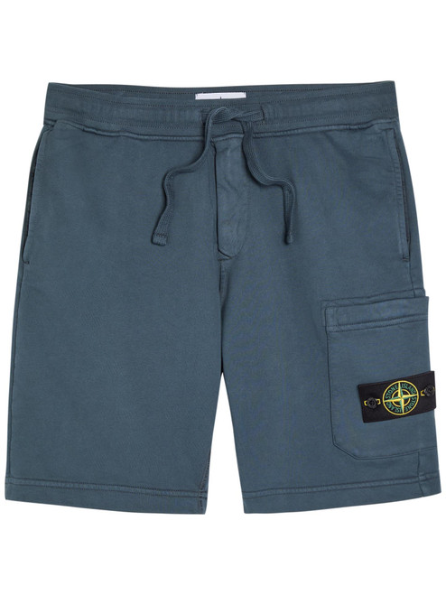 STONE ISLAND-Logo cotton shorts 