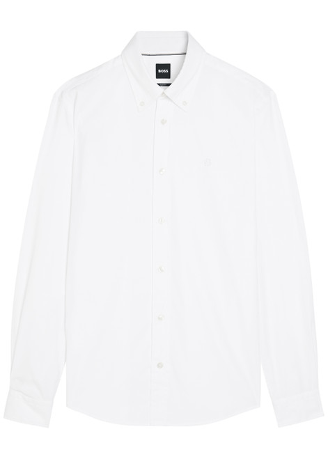 BOSS-Roan logo-embroidered cotton-poplin shirt
