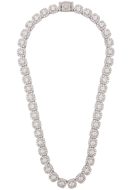 CERNUCCI-Clustered Tennis 18kt white gold-plated necklace