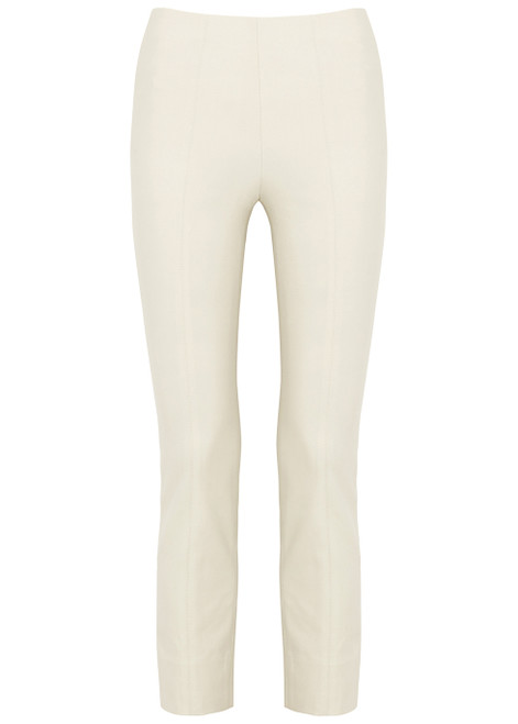 VINCE-Off-white stretch-jersey trousers