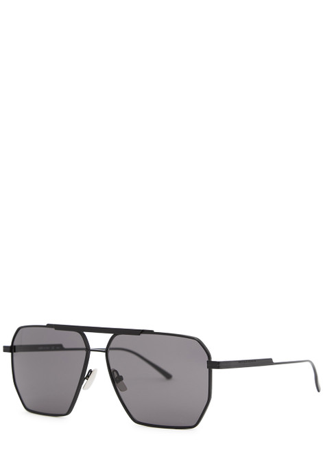 BOTTEGA VENETA-Matte black aviator-style sunglasses