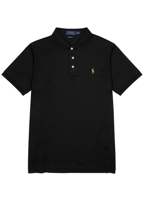 POLO RALPH LAUREN-Black slim Pima-cotton polo shirt