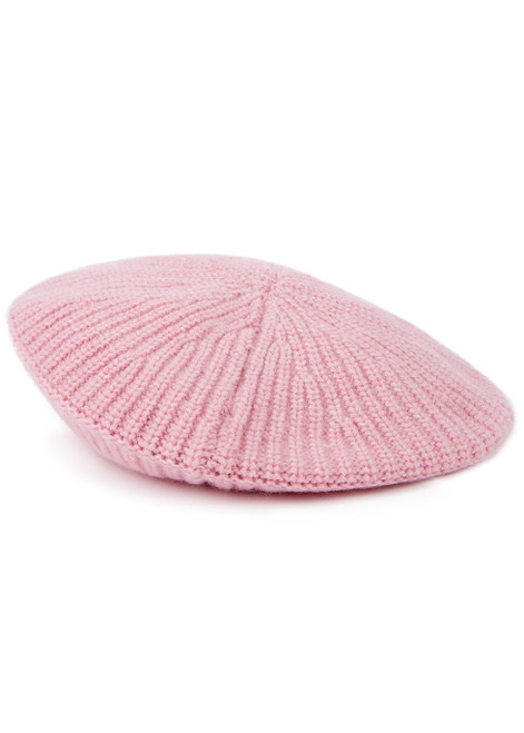 GANNI-Pink ribbed wool-blend beret	