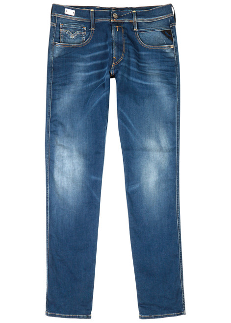 REPLAY-Anbass Hyperflex Re-Used blue slim-leg jeans
