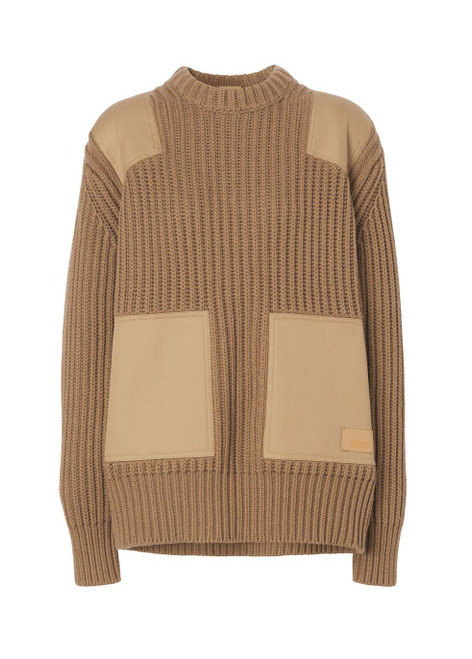 BURBERRY-Contrast panel cashmere cotton sweater