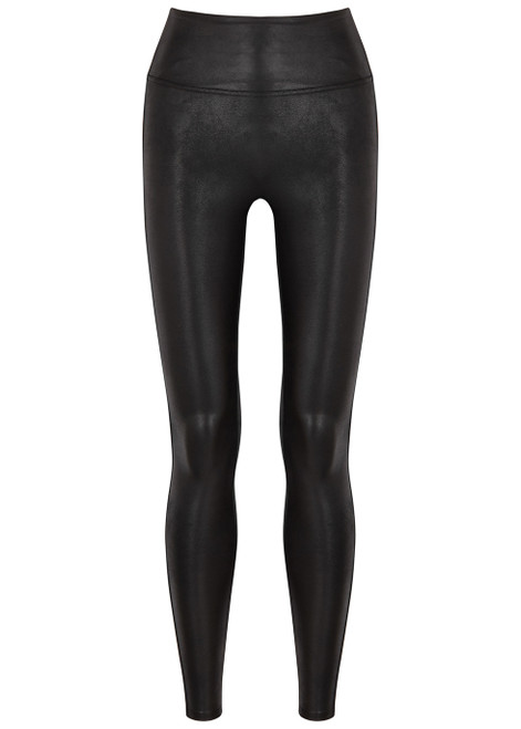 SPANX-Black faux stretch-leather leggings