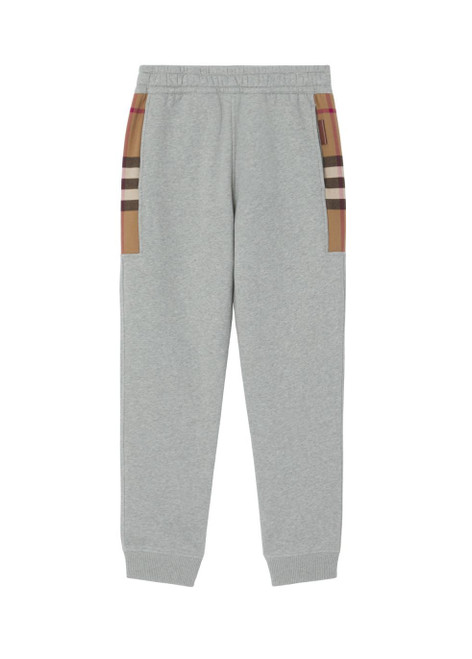 BURBERRY-Check panel cotton blend jogging pants