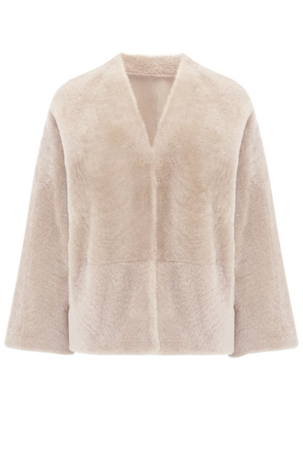 GUSHLOW & COLE-V neck shearling cardigan jacket