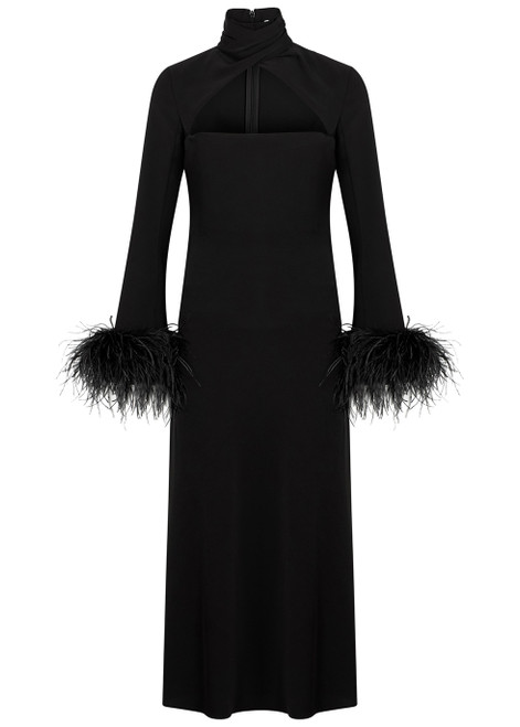 16 ARLINGTON-Odessa feather-trimmed maxi dress