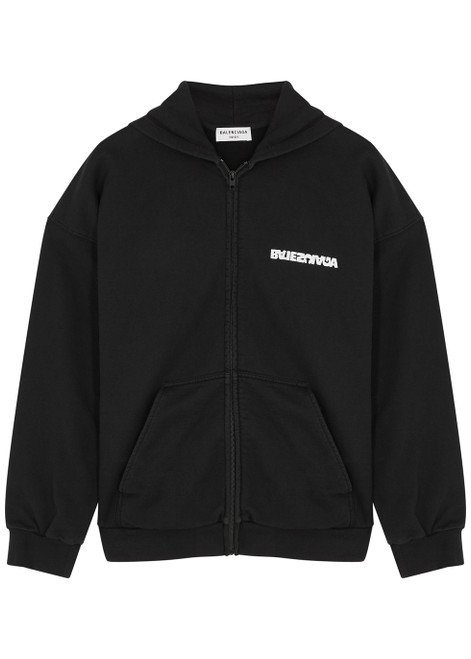 BALENCIAGA-Logo hooded cotton sweatshirt