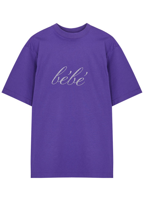 BALENCIAGA-Bébé purple embellished cotton T-shirt