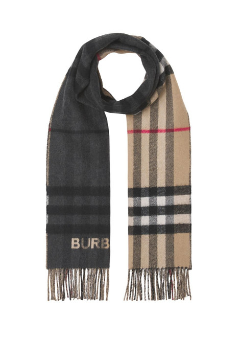 BURBERRY-Contrast check cashmere scarf