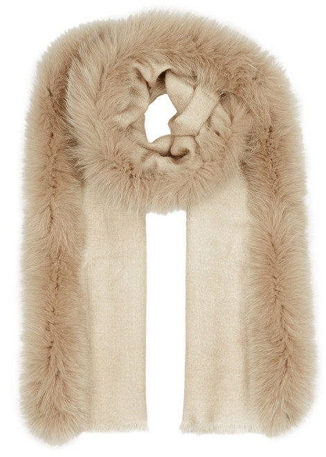 AMA PURE-Fur-trimmed wool scarf