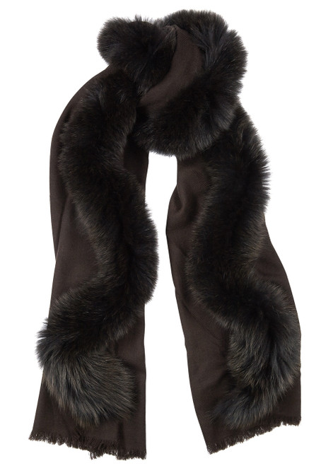 AMA PURE-Fur-trimmed wool scarf