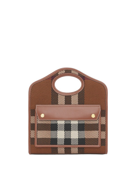 BURBERRY-Mini knitted check and leather pocket bag