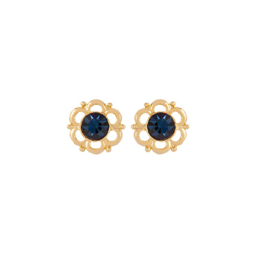 SUSAN CAPLAN VINTAGE-1980s vintage faux sapphire floral earrings