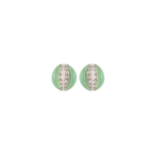 SUSAN CAPLAN VINTAGE-1990s vintage dorlan mint green clip-on earrings