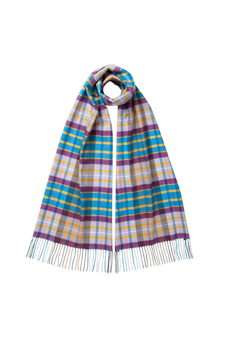 JOHNSTONS OF ELGIN-Modern tartan oversized cashmere scarf