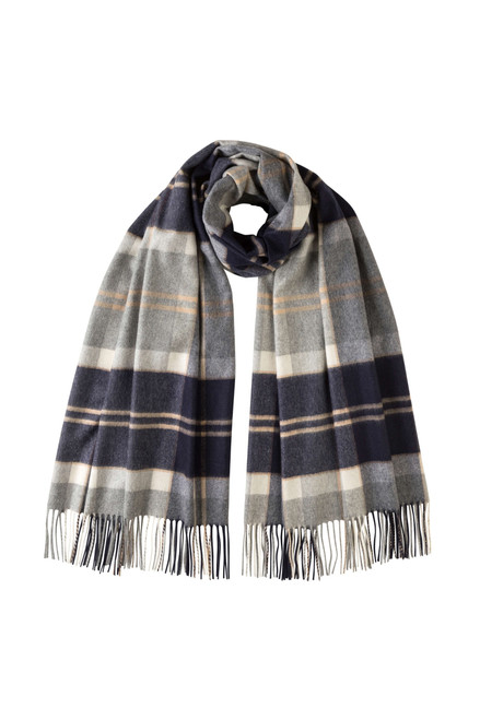 JOHNSTONS OF ELGIN-Iconic silver bannockbane tartan cashmere stole