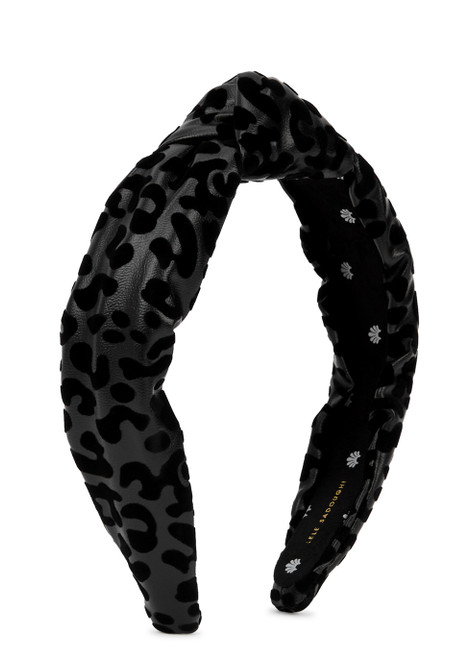 LELE SADOUGHI-Black flocked leopard-print headband