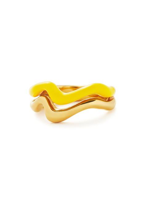 MISSOMA-Squiggle Curve Two Tone 18kt gold-plated ring