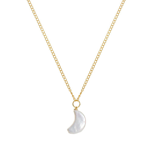 FREYA ROSE-Moon pearl necklace 22ct gold vermeil